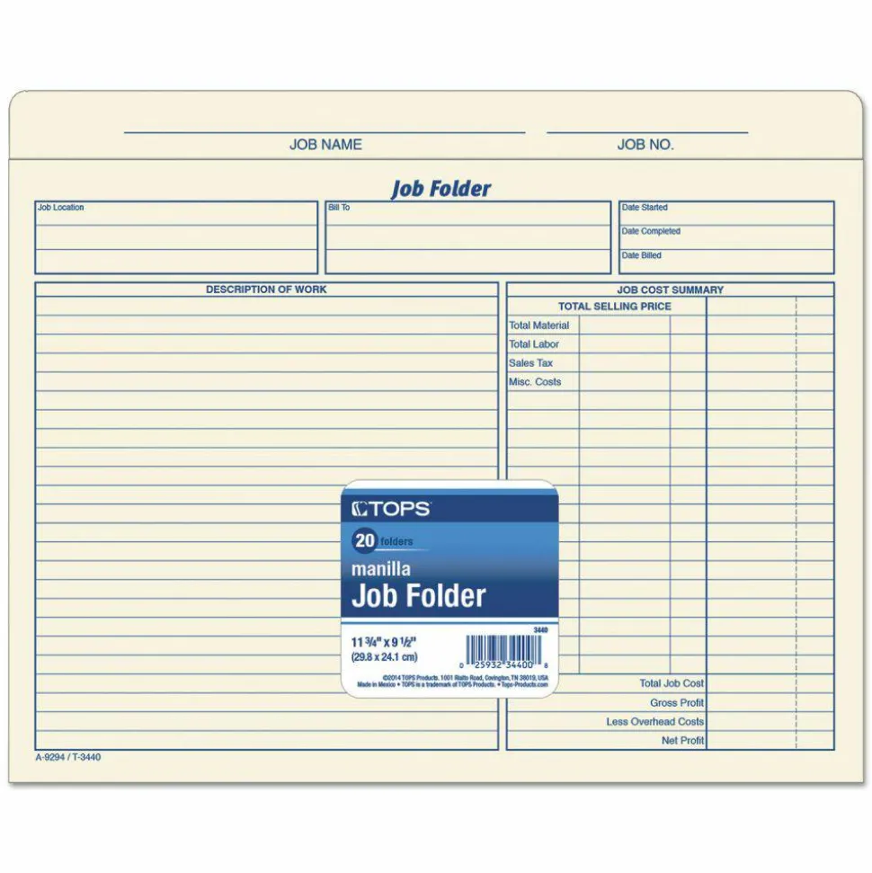 TOPS Letter File Jacket - 8 1/2" x 11" - Manila Paper - Preprinted - 20 / Pack