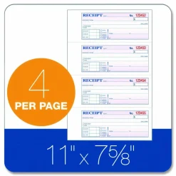 TOPS Manifold Receipt Book, 3-Part, 7 5/8