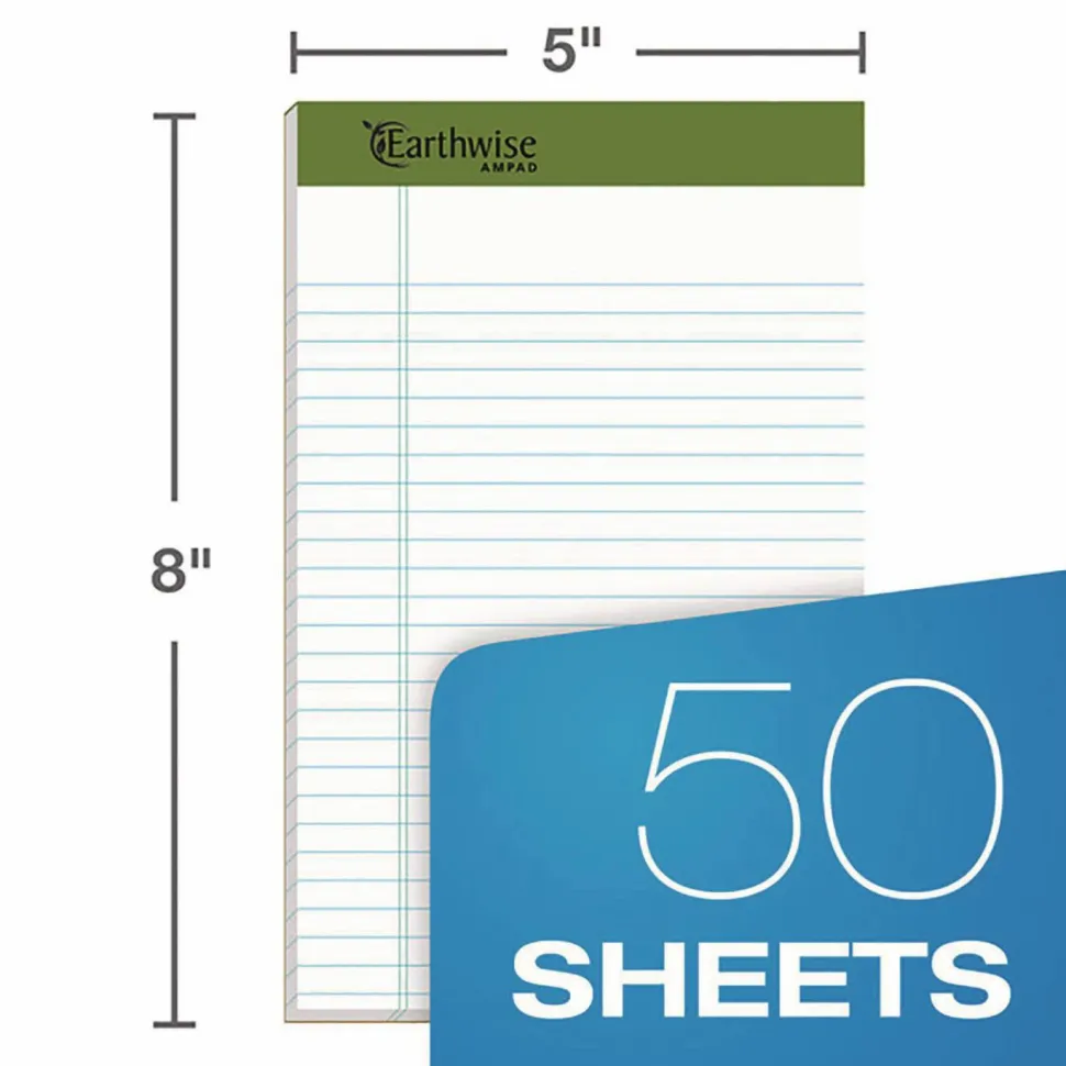 TOPS Perforated Jr. Legal Rule Pads, 5" x 8", Legal Rule, 50 Sheets Per Pad, White, Pack Of 12
