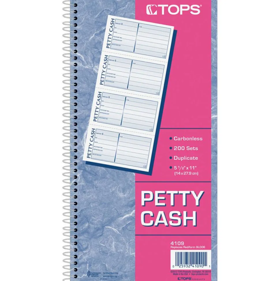 Tops Petty Cash Book, 2-Part, 11" x 5-1/2"
