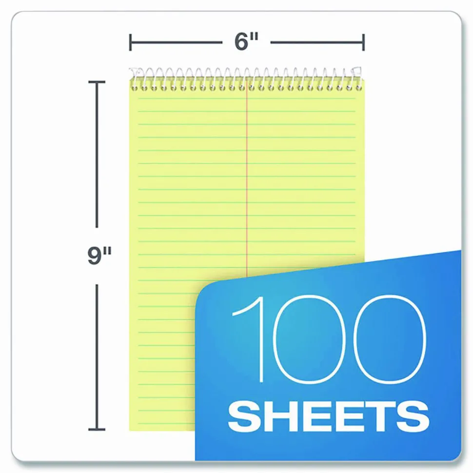 TOPS Premium Steno Pads, 6"x 9", 100 Sheets, Black/Canary