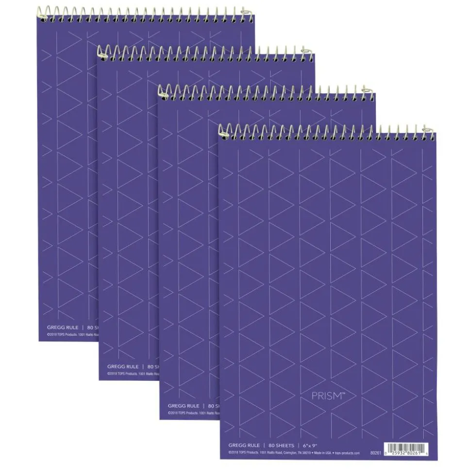 TOPS Prism+ Color Steno Books, 6" x 9", Gregg Ruled, 80 Sheets, Orchid, Pack Of 4