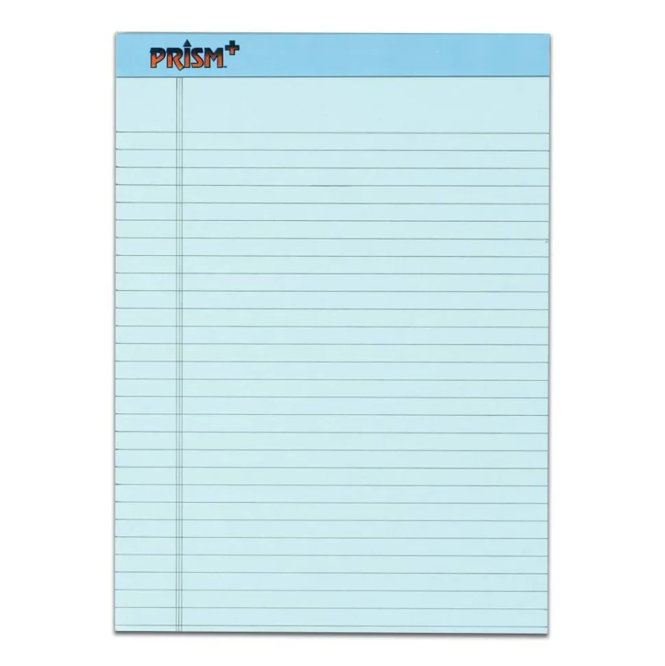 TOPS Prism+ Color Writing Pads, 8 1/2" x 11 3/4", 100% Recycled, Legal Ruled, 25 Sheets, Blue, Pack Of 12 Pads