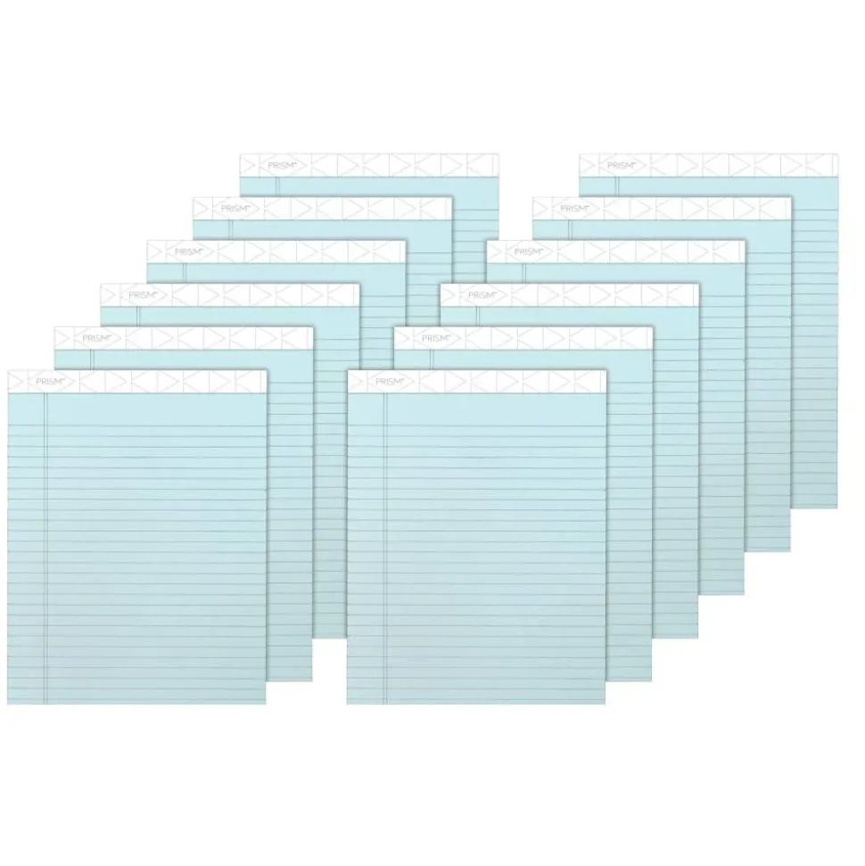 TOPS Prism+ Color Writing Pads, 8 1/2" x 11 3/4", 100% Recycled, Legal Ruled, 25 Sheets, Blue, Pack Of 12 Pads