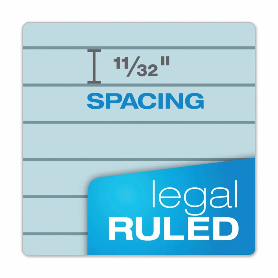 TOPS Prism+ Color Writing Pads, 8 1/2" x 11 3/4", 100% Recycled, Legal Ruled, 25 Sheets, Blue, Pack Of 12 Pads