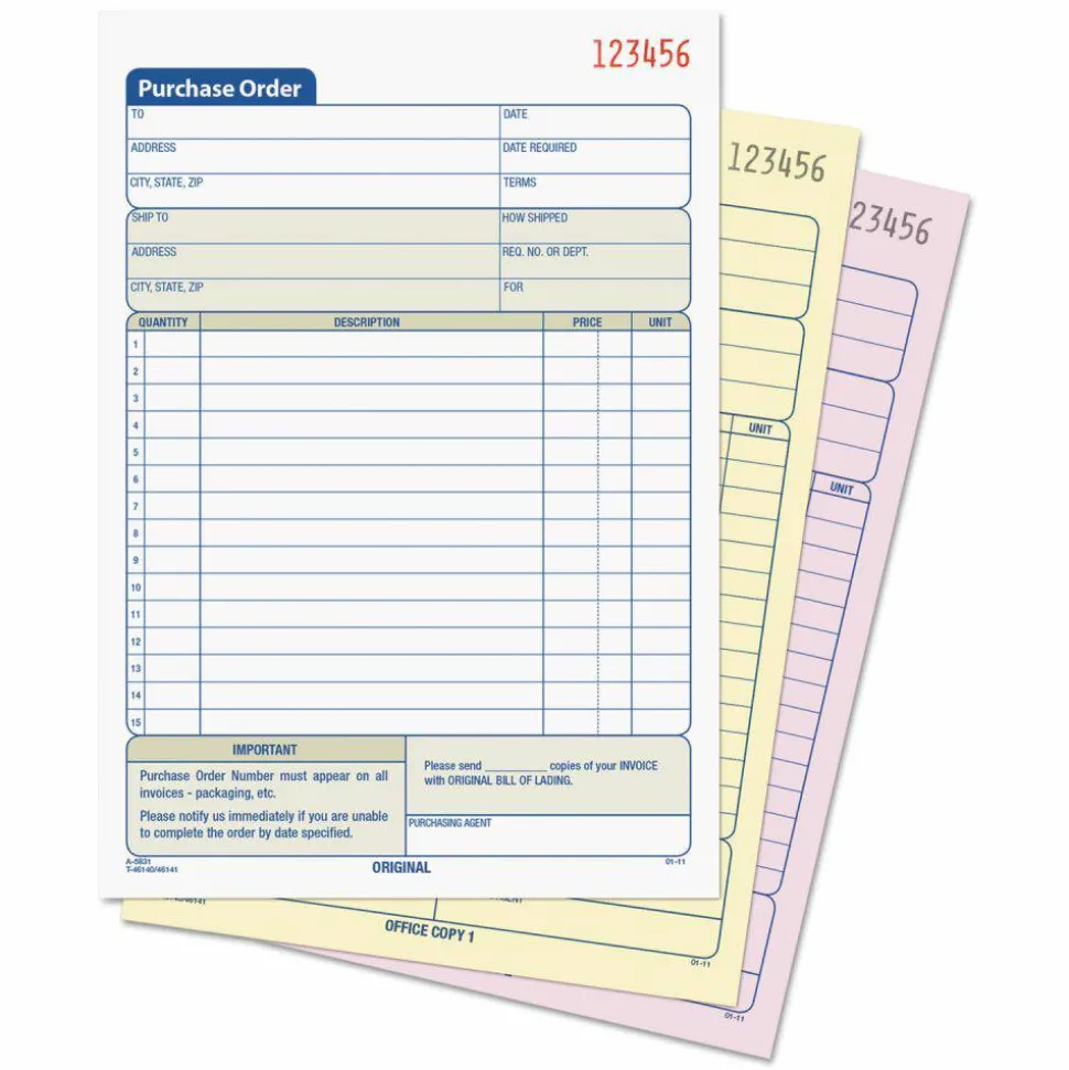 TOPS Purchase Order Book, Carbonless, 3 Parts, 5-1/2"x7-7/8"