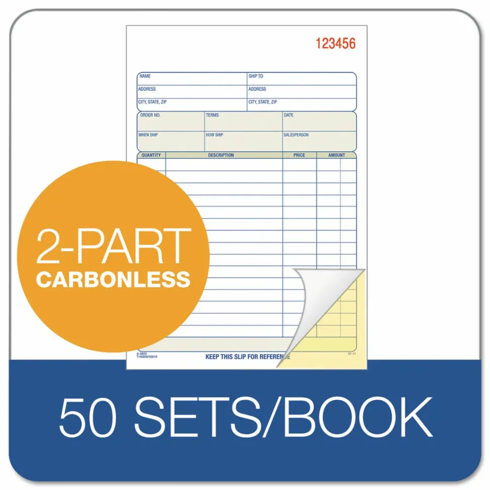 TOPS Sales Order Book, Two-Part Carbonless, 7.94 x 5.56, 50 Forms Total
