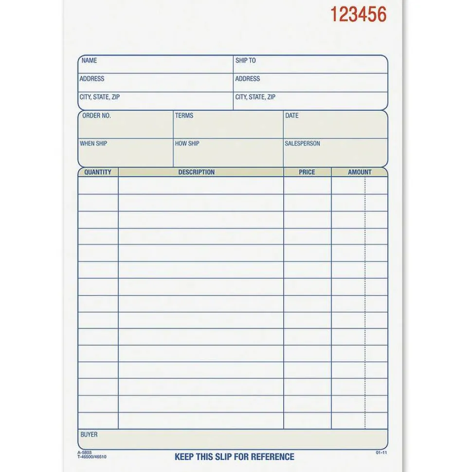 TOPS Sales Order Book, Two-Part Carbonless, 7.94 x 5.56, 50 Forms Total