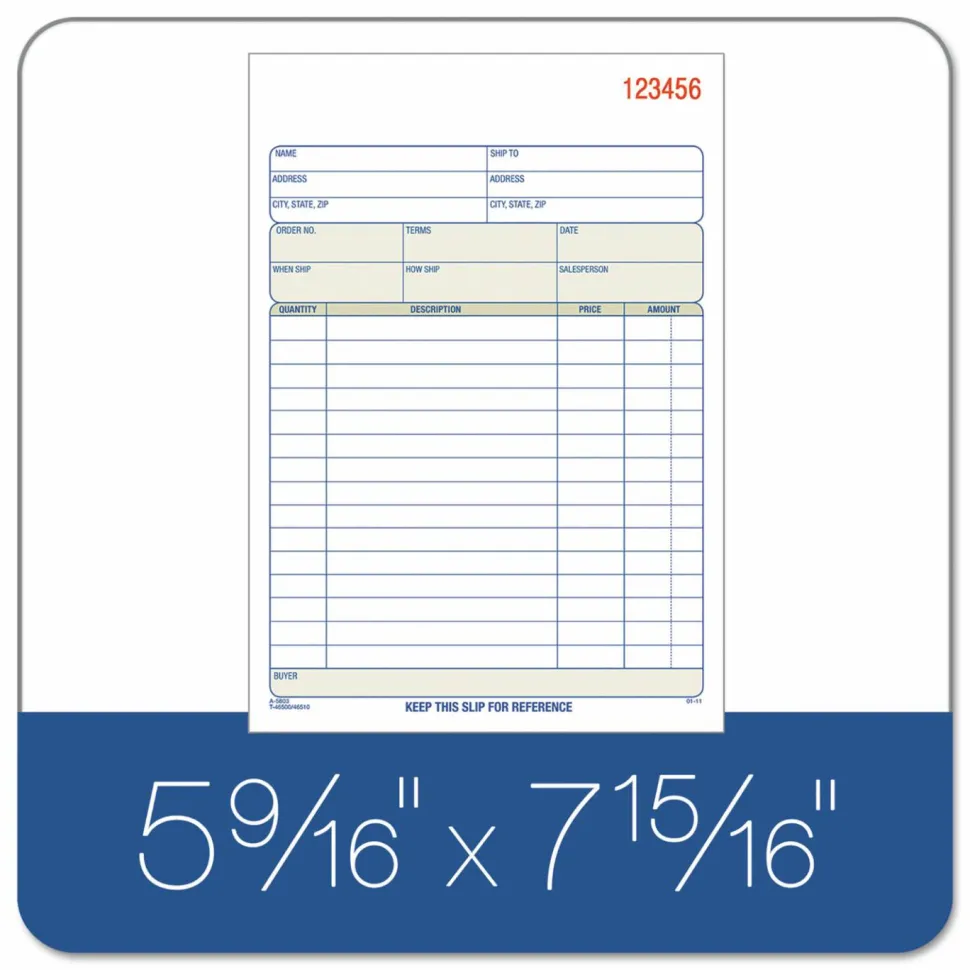 TOPS Sales Order Book, Two-Part Carbonless, 7.94 x 5.56, 50 Forms Total