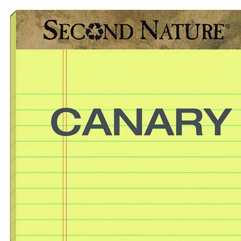 TOPS Second Nature Recycled Ruled Pads, Wide/Legal Rule, (50) Canary Yellow 8.5 x 11 Sheets, Dozen