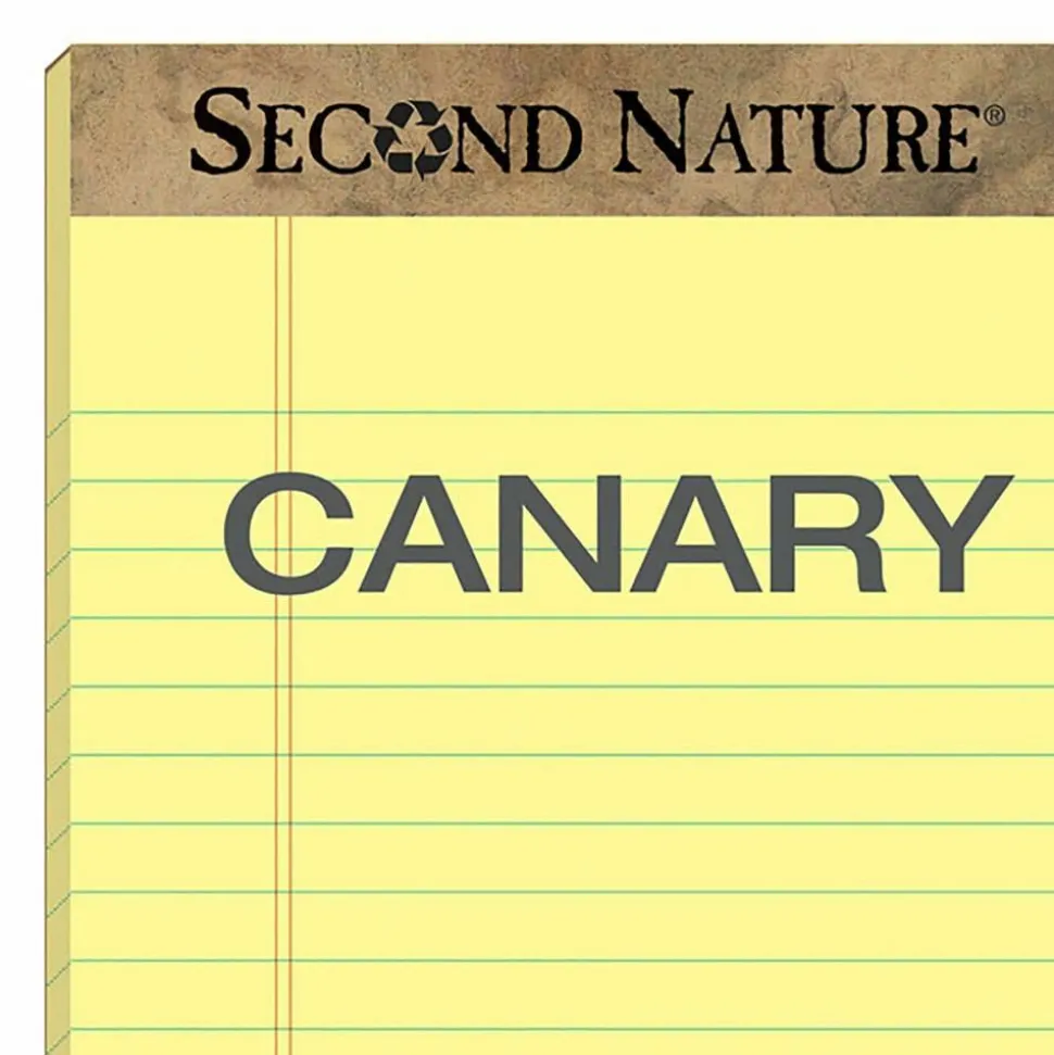 TOPS Second Nature 30% Recycled Writing Pads, 5" x 8", Legal Ruled, 50 Sheets, Canary, Pack Of 12 Pads