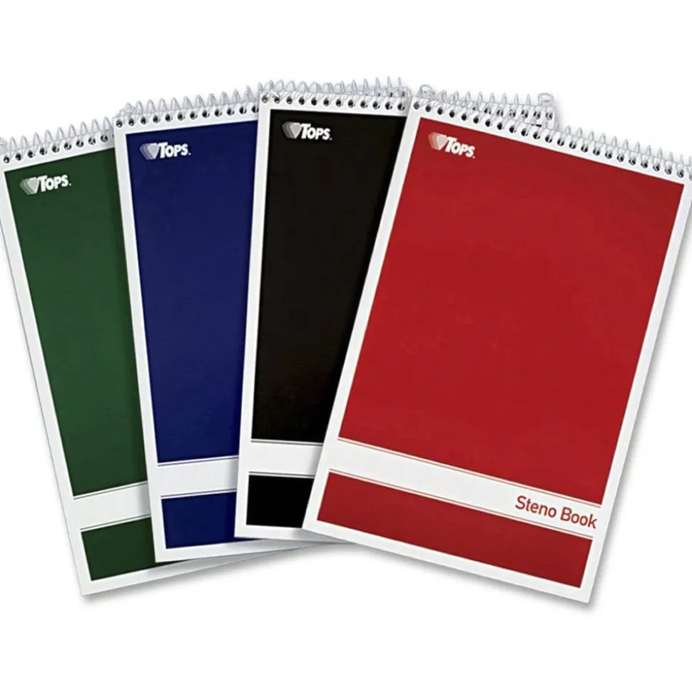 TOPS Steno Books, 6" x 9", Gregg Ruled, 80 Sheets, White, Pack Of 4