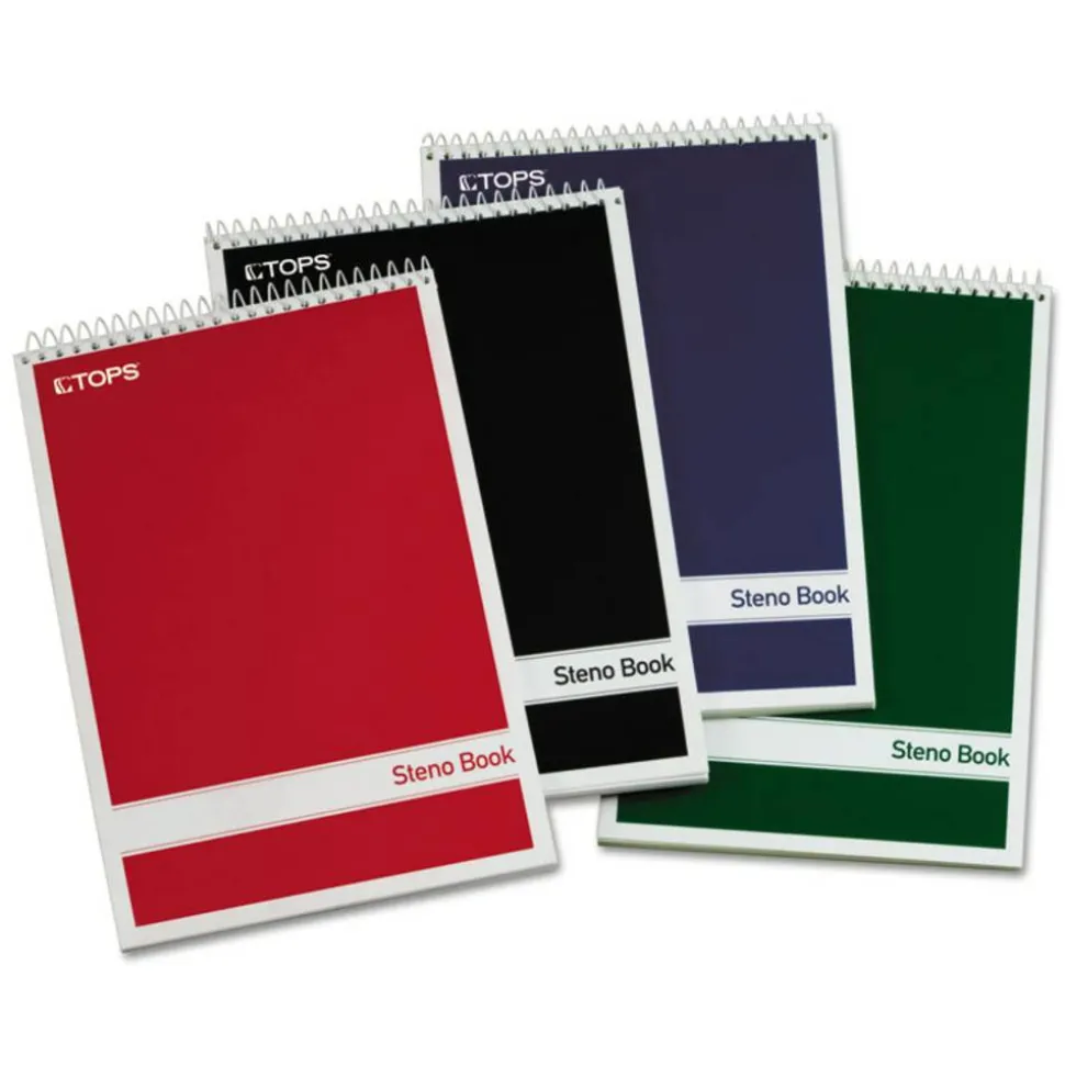 TOPS Steno Books, 6" x 9", Gregg Ruled, 80 Sheets, White, Pack Of 4