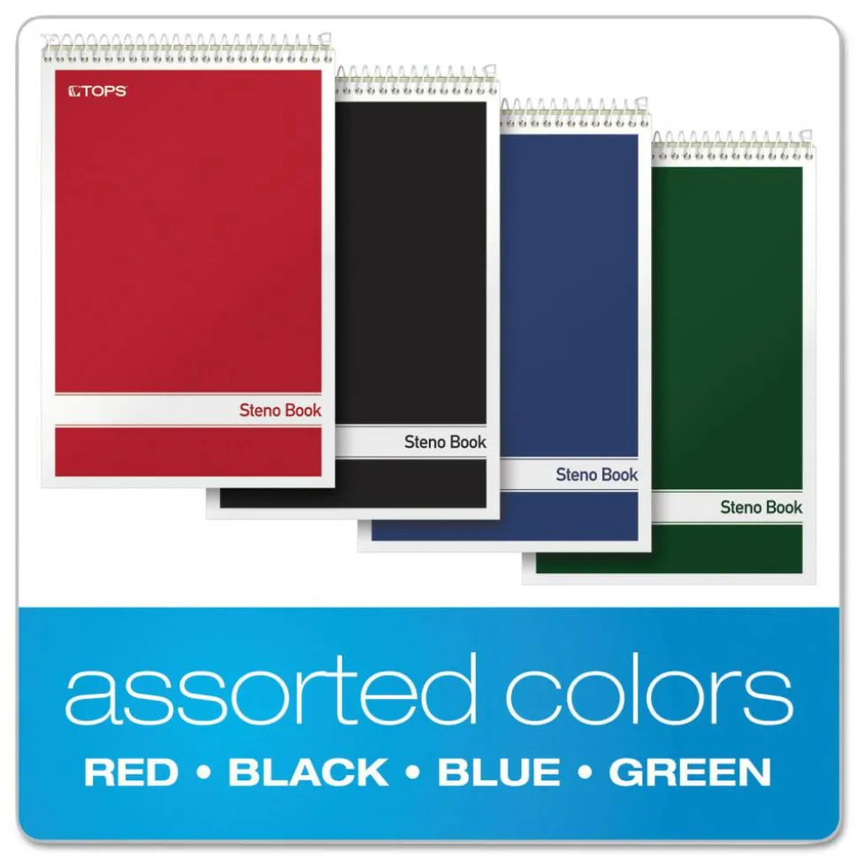TOPS Steno Books, 6" x 9", Gregg Ruled, 80 Sheets, Green, Pack Of 4