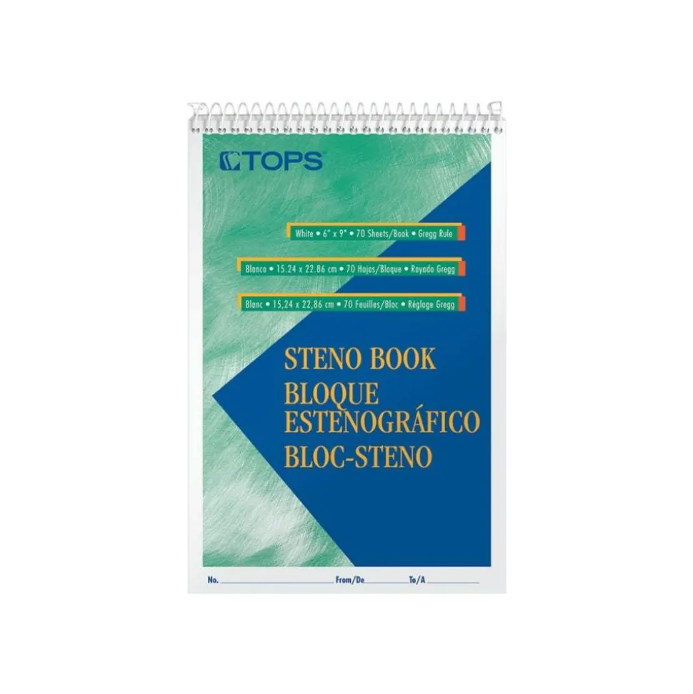TOPS Steno Books, 6" x 9", Gregg Ruled, 80 Sheets, Pack Of 12 Steno Books
