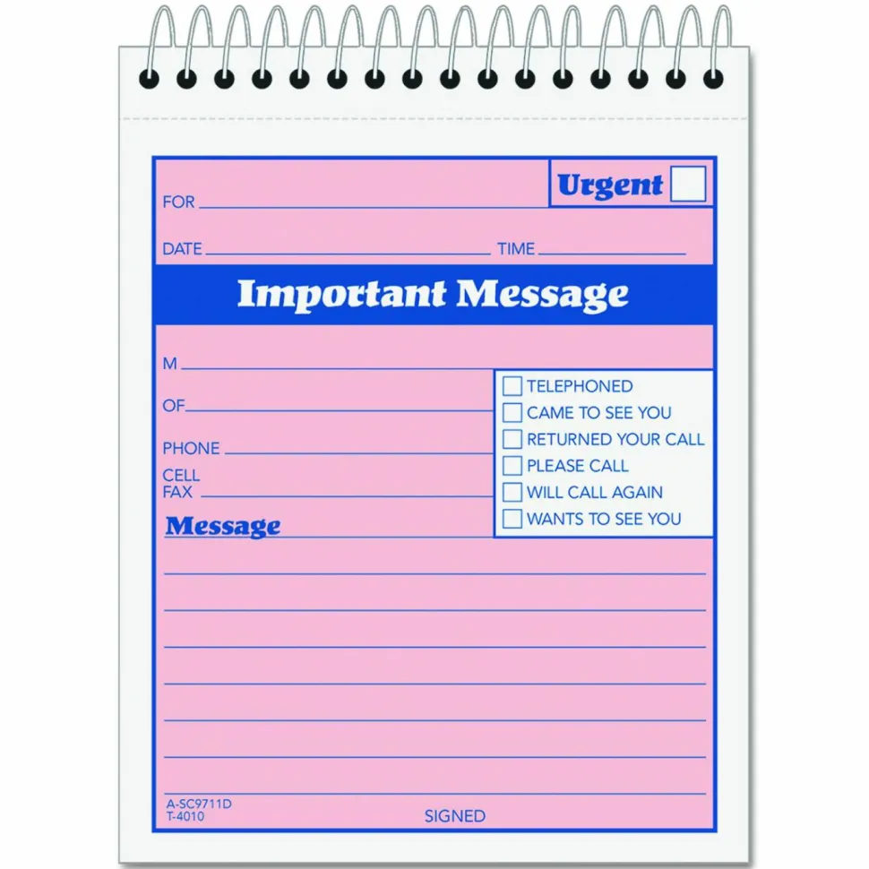 TOPS Telephone Message Book with Fax/Mobile Section, Two-Part Carbonless, 4.25 x 5.5, 50 Forms Total