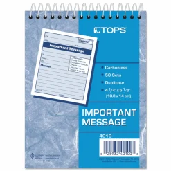 TOPS Telephone Message Book with Fax/Mobile Section, Two-Part Carbonless, 4.25 x 5.5, 50 Forms Total