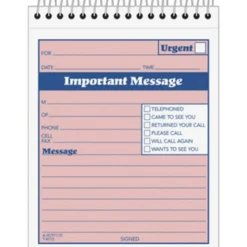 TOPS Telephone Message Book with Fax/Mobile Section, Two-Part Carbonless, 4.25 x 5.5, 50 Forms Total