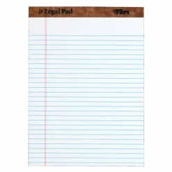 TOPS The Legal Pad Perforated Writing Pads, 8 1/2" x 11 3/4", Legal Ruled, 50 Sheets, White/Blue, Pack Of 12