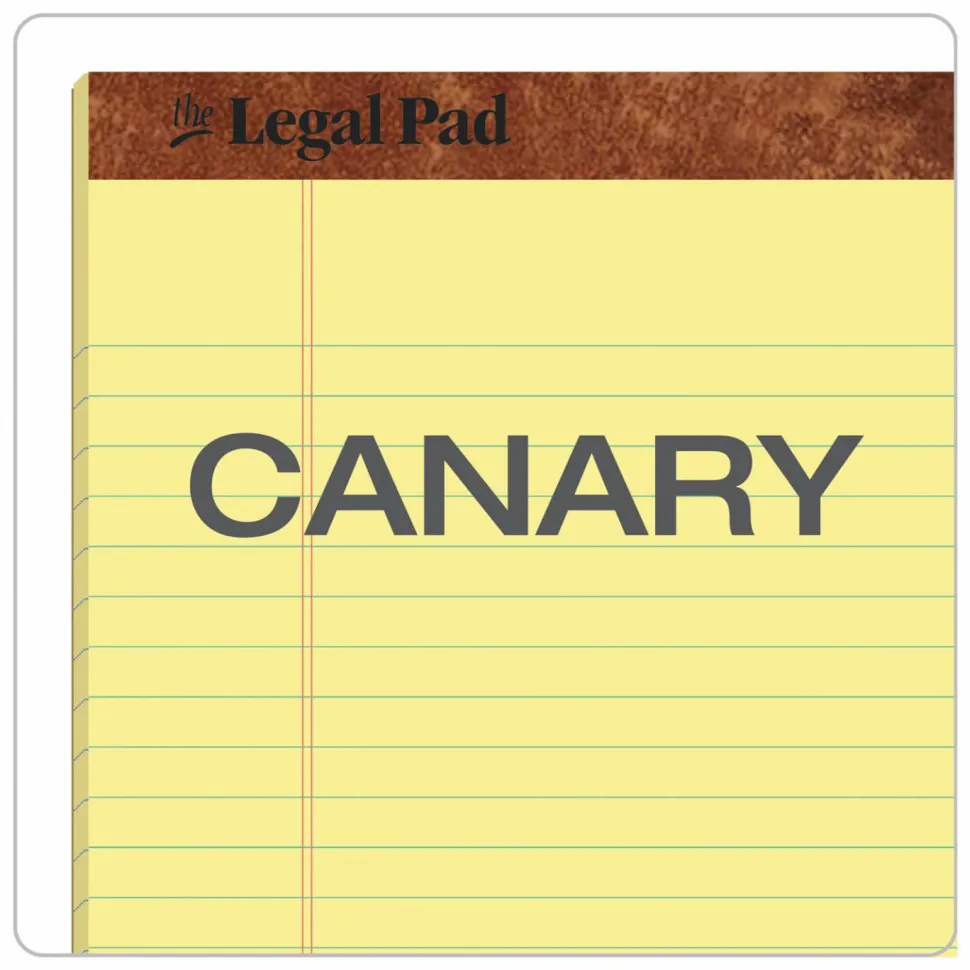 TOPS "The Legal Pad" Ruled Perforated Pads, Wide/Legal Rule, (50) Canary 8.5 x 11 Sheets, Dozen