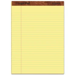 TOPS "The Legal Pad" Ruled Perforated Pads, Wide/Legal Rule, (50) Canary Yellow 8.5 x 11 Sheets, 3/Pack
