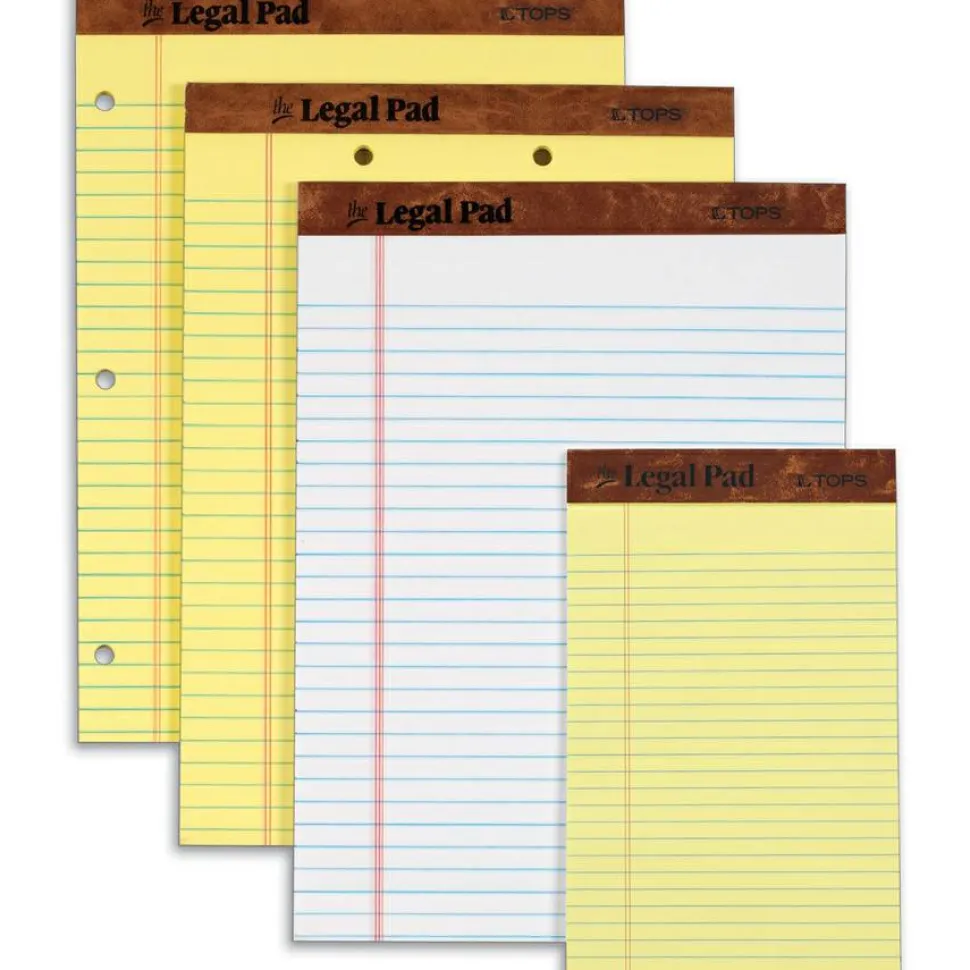 TOPS "The Legal Pad" Ruled Perforated Pads, Wide/Legal Rule, (50) Canary Yellow 8.5 x 11 Sheets, 3/Pack