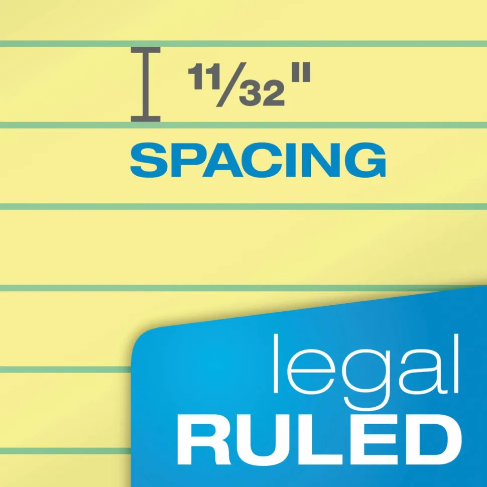 TOPS "The Legal Pad" Ruled Perforated Pads, Wide/Legal Rule, (50) Canary Yellow 8.5 x 11 Sheets, 3/Pack
