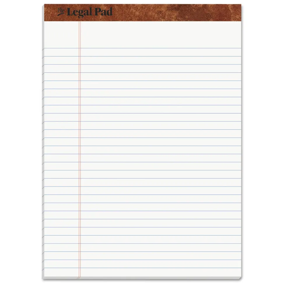 TOPS "The Legal Pad" Ruled Perforated Pads, Wide/Legal Rule, (50) White 8.5 x 11 Sheets