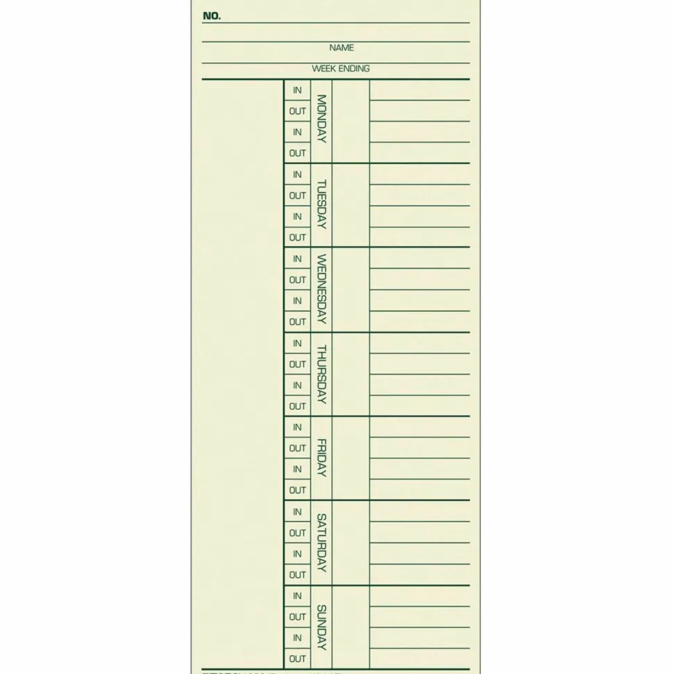 TOPS Time Cards (Replaces Original Card K14-15), Named Days, 2-Sided, 8 1/4" x 3 3/8", Box Of 500
