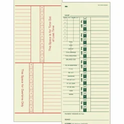 TOPS Time Cards (Replaces Original Card CH107-2), Numbered Days, 2-Sided, 9" x 3 1/2", Box Of 500