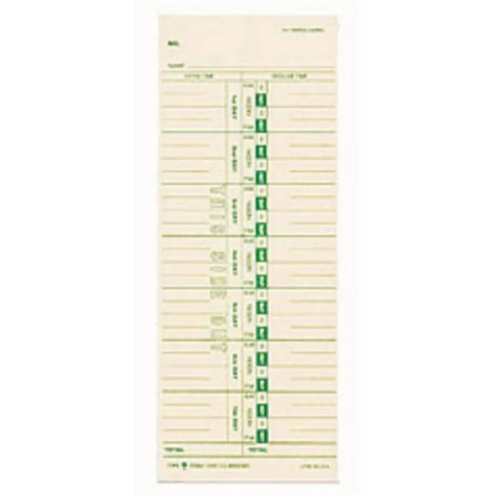 TOPS Time Cards (Replaces Original Card 10-800292), Numbered Days, 1-Sided, 9" x 3 1/2", Box Of 500