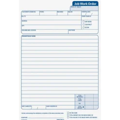 TOPS Triplicate Carbonless Job Work Orders, 5 1/2" x 8 1/2", Pack Of 50 Forms