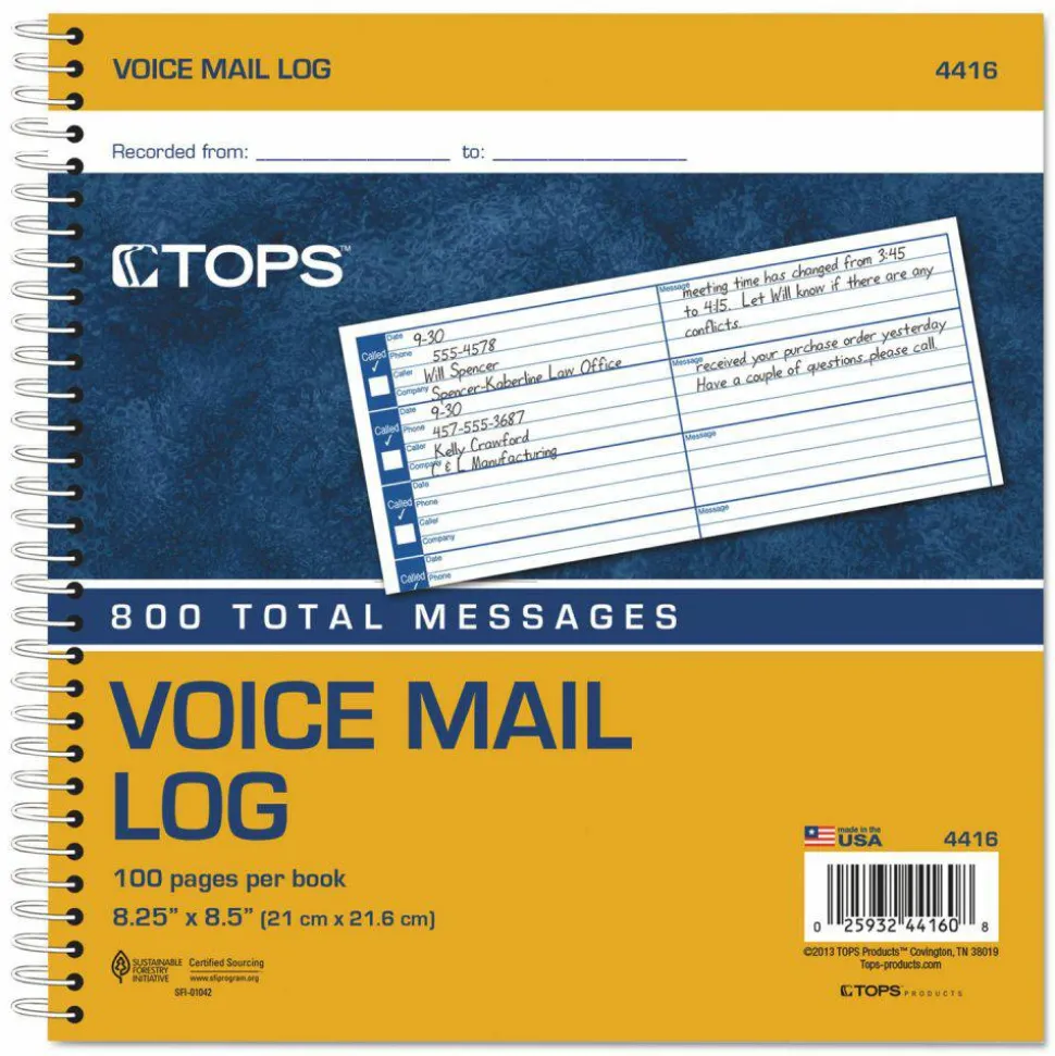 TOPS Voice Message Log Book
