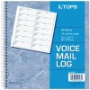 TOPS Voice Message Log Book - 50 Sheet(s) - 24 lb - Spiral Bound - 8.50" x 8.25" Sheet Size - White - Blue Print Color - 1 Each