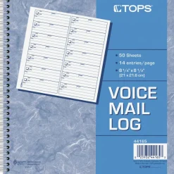 TOPS Voice Message Log Book - 50 Sheet(s) - 24 lb - Spiral Bound - 8.50" x 8.25" Sheet Size - White - Blue Print Color - 1 Each