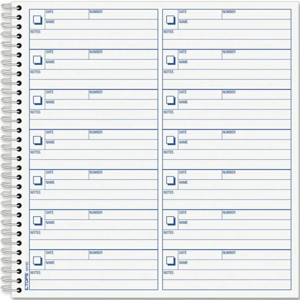 TOPS Voice Message Log Book - 50 Sheet(s) - 24 lb - Spiral Bound - 8.50" x 8.25" Sheet Size - White - Blue Print Color - 1 Each