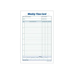 TOPS Weekly Time Cards, Pack Of 100