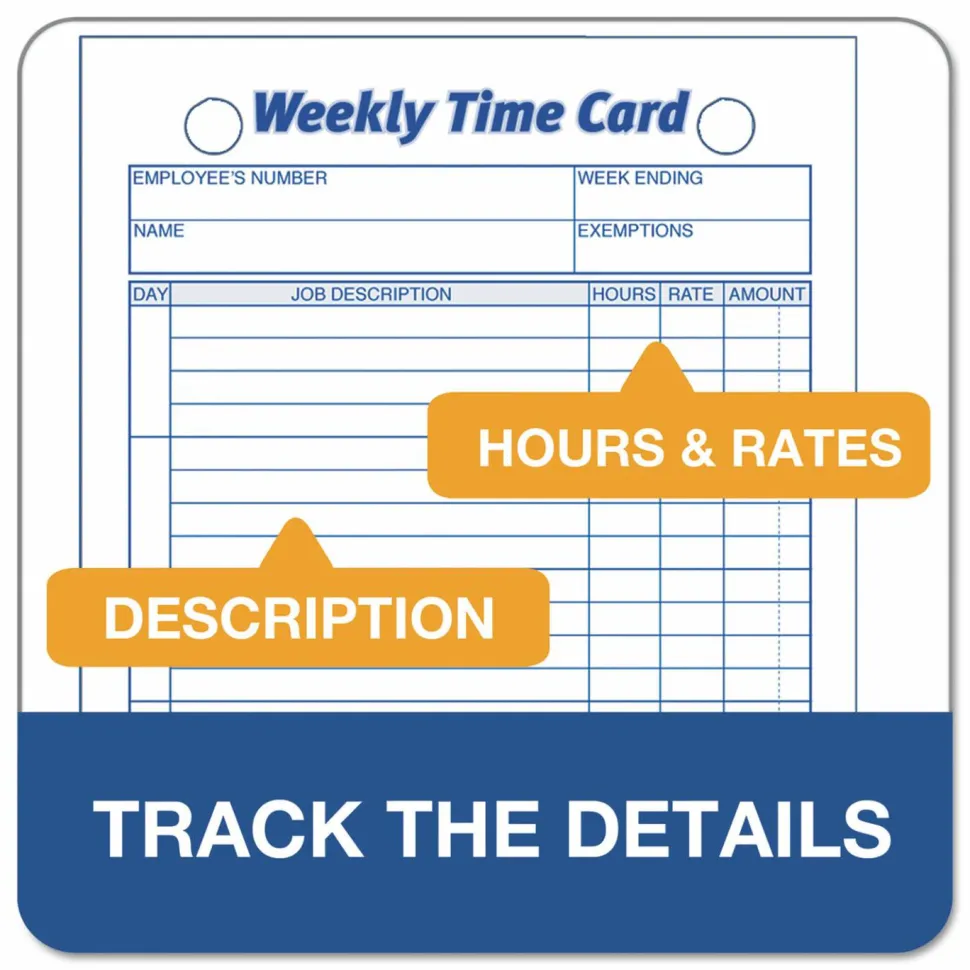TOPS Weekly Time Cards, Pack Of 100