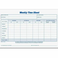 TOPS Weekly Timesheet Form, 5.5" x 8.5", White/Blue, 100 Sheets Per Pad, 2 Pads Per Pack