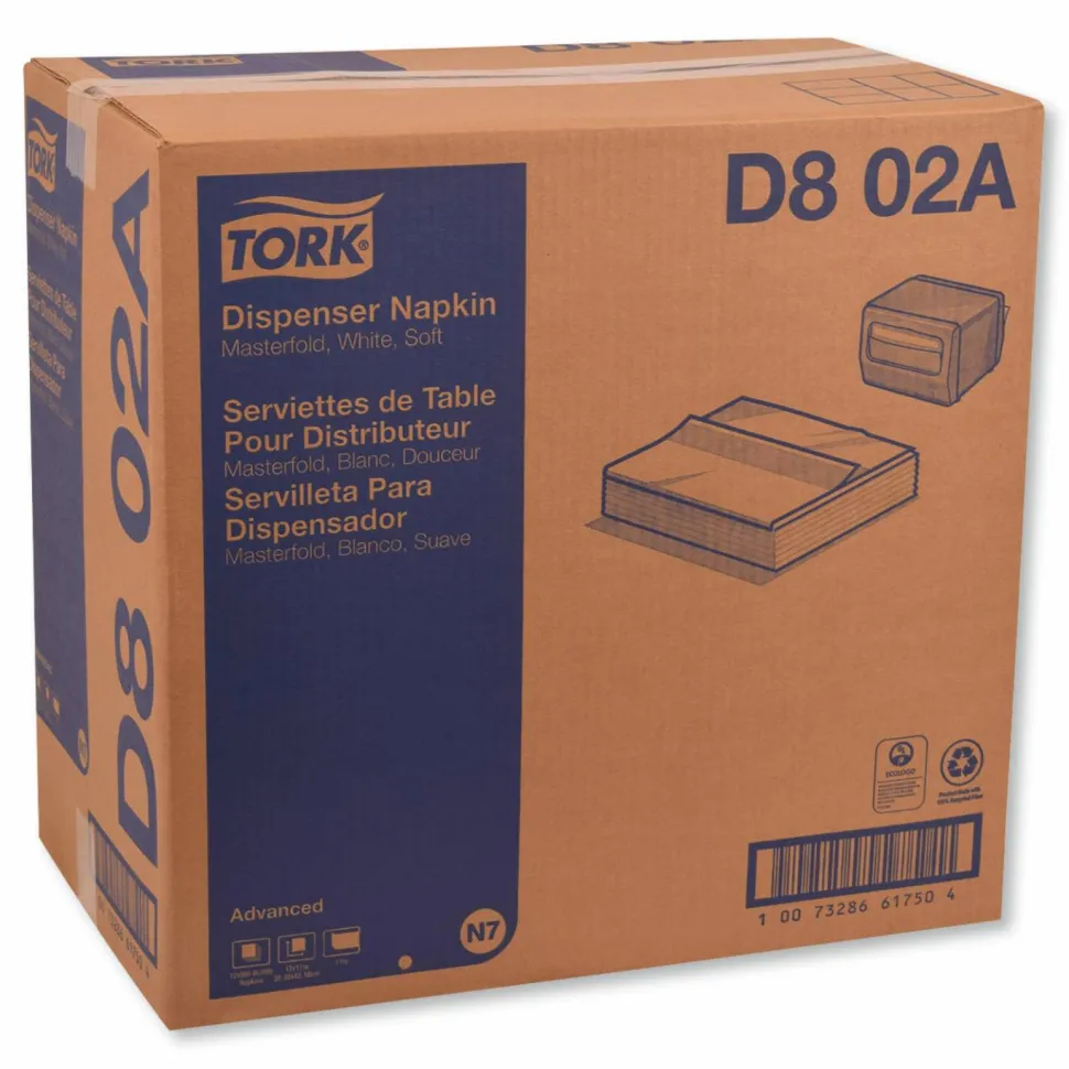 Tork Advanced Masterfold Dispenser Napkins, 1-Ply, 12 x 17, White, 6,000/Carton