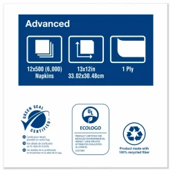Tork Advanced Soft Minifold Dispenser Napkins, 1-Ply, 13 x 12, Natural, 6,000/Carton