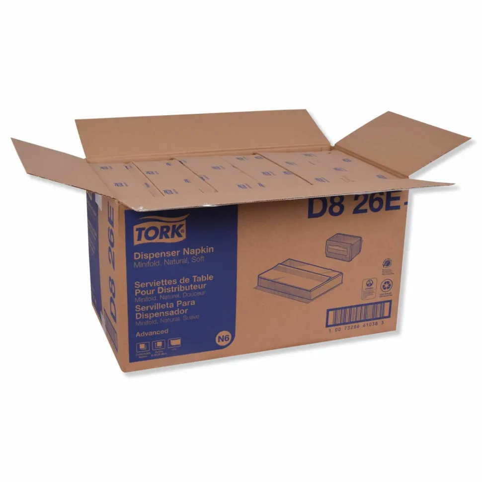 Tork Advanced Soft Minifold Dispenser Napkins, 1-Ply, 13 x 12, Natural, 6,000/Carton