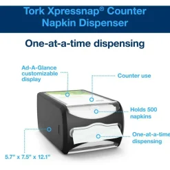 Tork Xpressnap Counter Napkin Dispenser, 7.5 x 12.1 x 5.7, Black