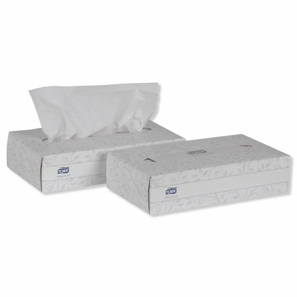 Tork Advanced Facial Tissue, Flat Box, 2-Ply, White, 100 Sheets/Box, 30 Boxes/Carton