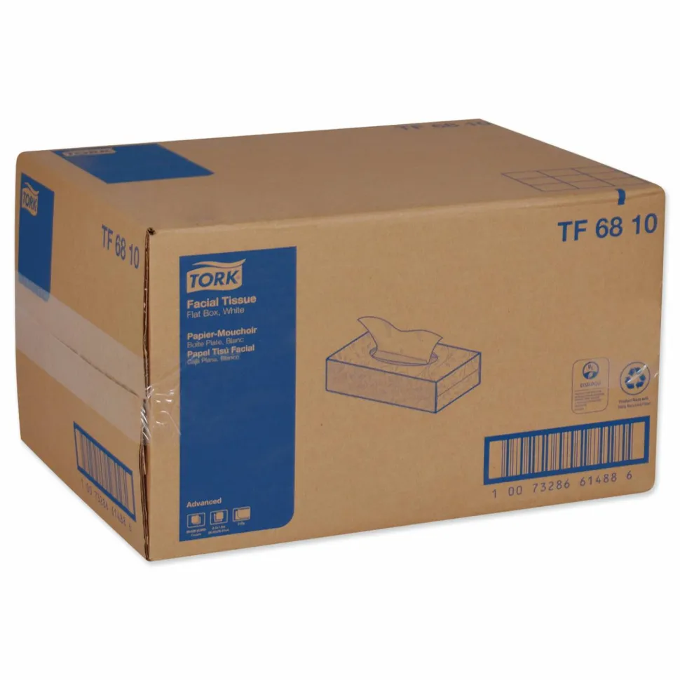 Tork Advanced Facial Tissue, Flat Box, 2-Ply, White, 100 Sheets/Box, 30 Boxes/Carton