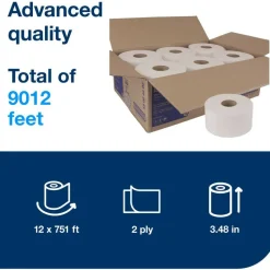 Tork Advanced Mini-Jumbo Roll Bath Tissue, Septic Safe, 2-Ply, 3.48