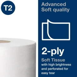 Tork Advanced Mini-Jumbo Roll Bath Tissue, Septic Safe, 2-Ply, 3.48