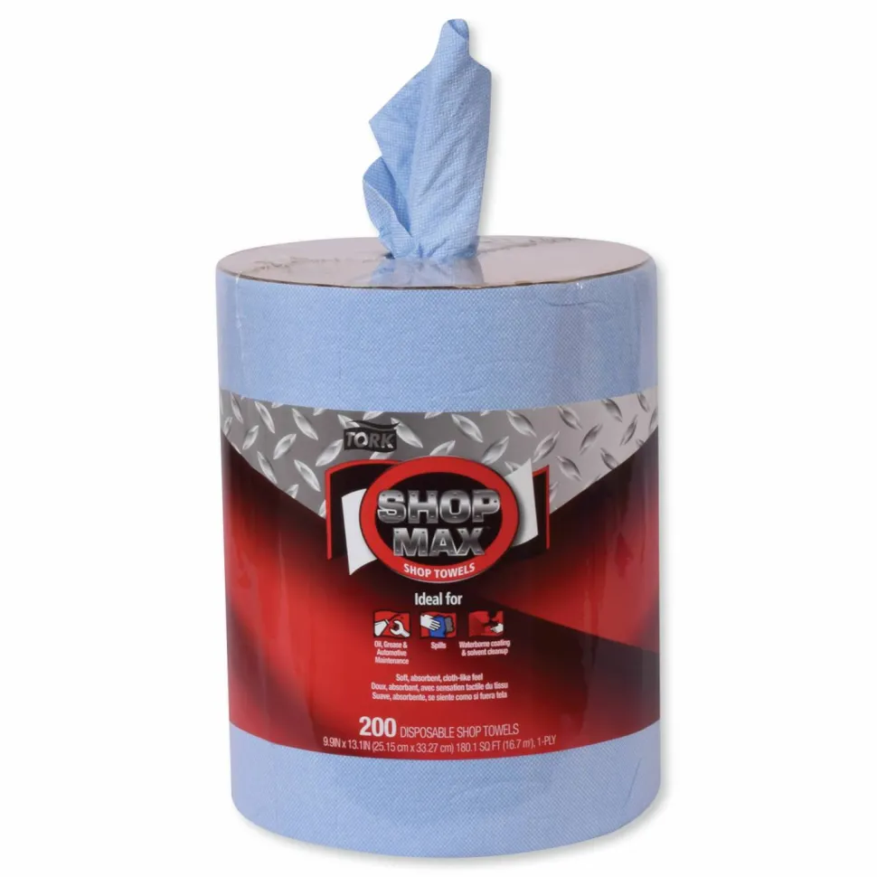 Tork Advanced ShopMax Wiper 450, Centerfeed Refill, 9.9x13.1, Blue, 200/Roll, 2 Rolls/Carton