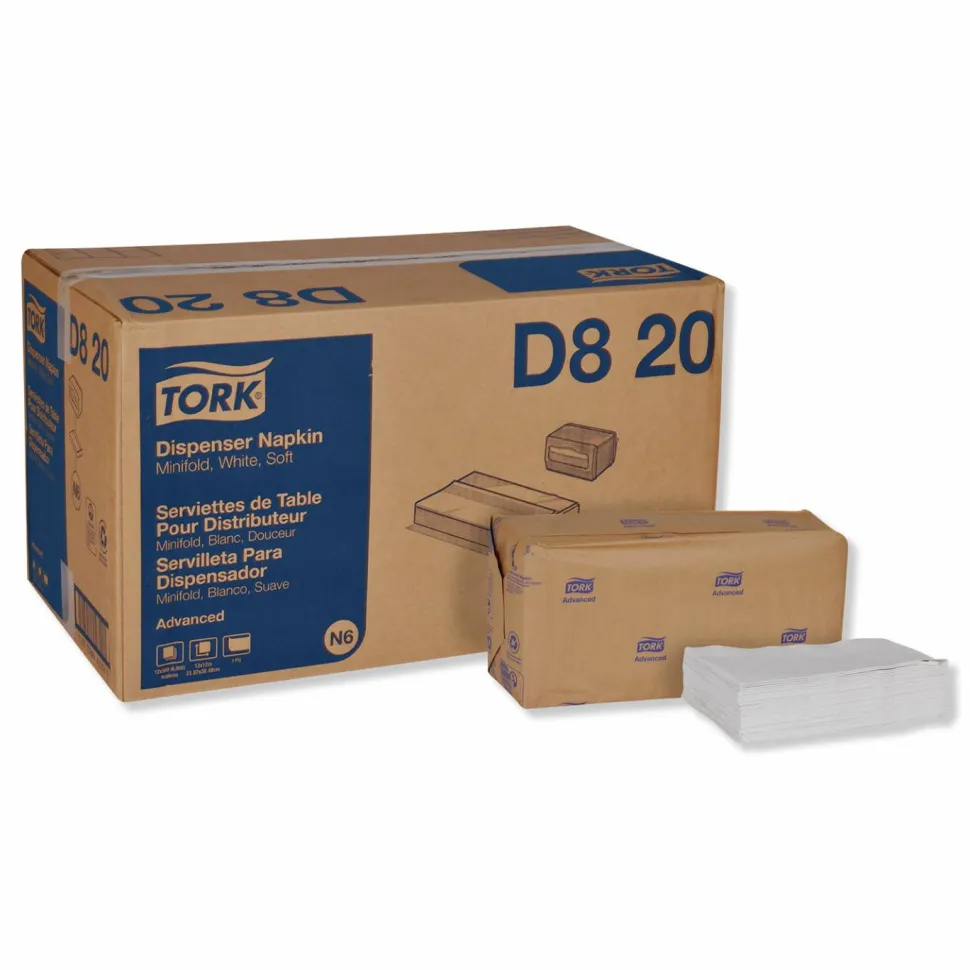 Tork Advanced Soft Minifold Dispenser Napkins, 1-Ply, 13 x 12, White, 6,000/Carton