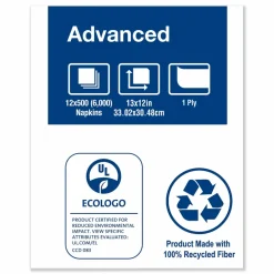 Tork Advanced Soft Minifold Dispenser Napkins, 1-Ply, 13 x 12, White, 6,000/Carton